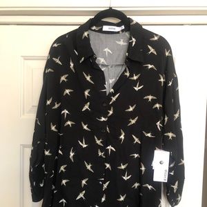 Button down with bird print